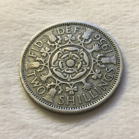 1956 Great Britain Queen Elizabeth II Two Shillings Copper Nickel Coin - Picture 5 of 5